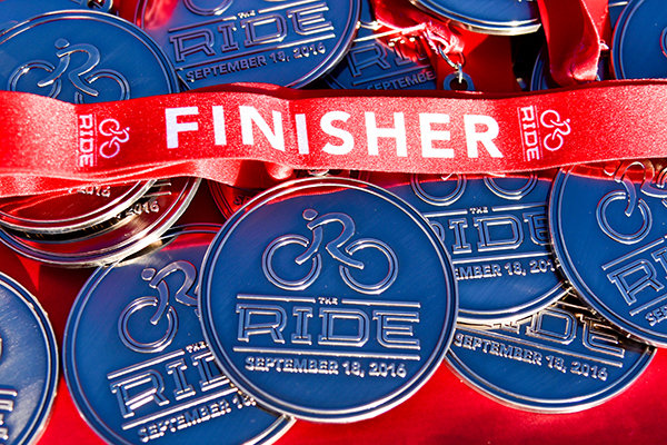 Finisher medals from The Ride Fundraiser