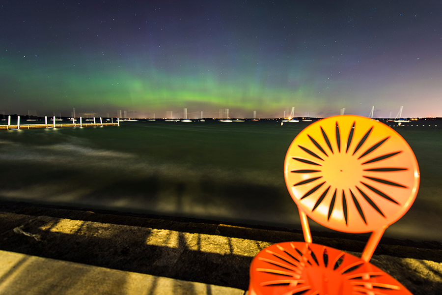 Lake Mendotar from the Memorial Union Terrace with Aurora Borealis,