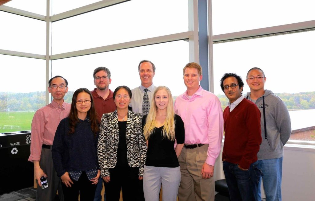 Harari Lab, 2014: L-R: Shyhmin Huang, Fang, Eric Armstrong, Chunrong Li, Paul Harari, Lauryn Werner, Zach Morris, Gopal Iyer, Dave Francis