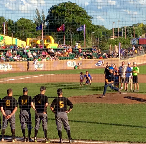 Harari Throws First Pitch - Mallards Game July 2016