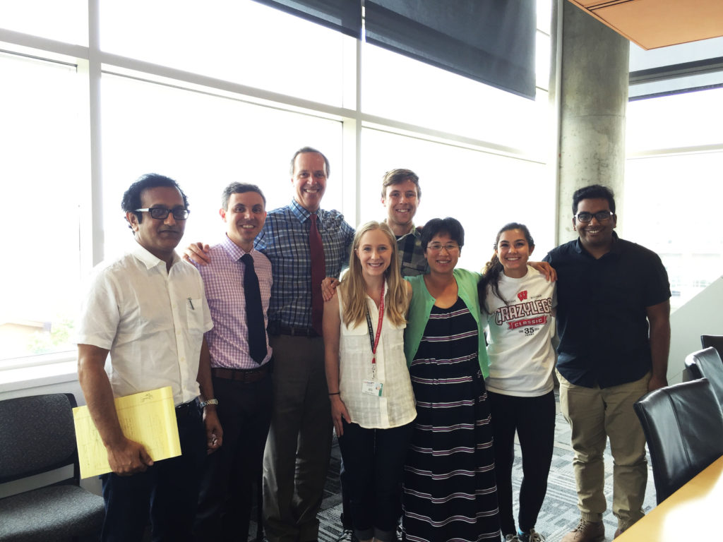 L to right: Gopol Iyer, Andrew Baschnagel, Paul Harari, Lauryn Werner, Joe, Chunrong Li, Allie Morgan,