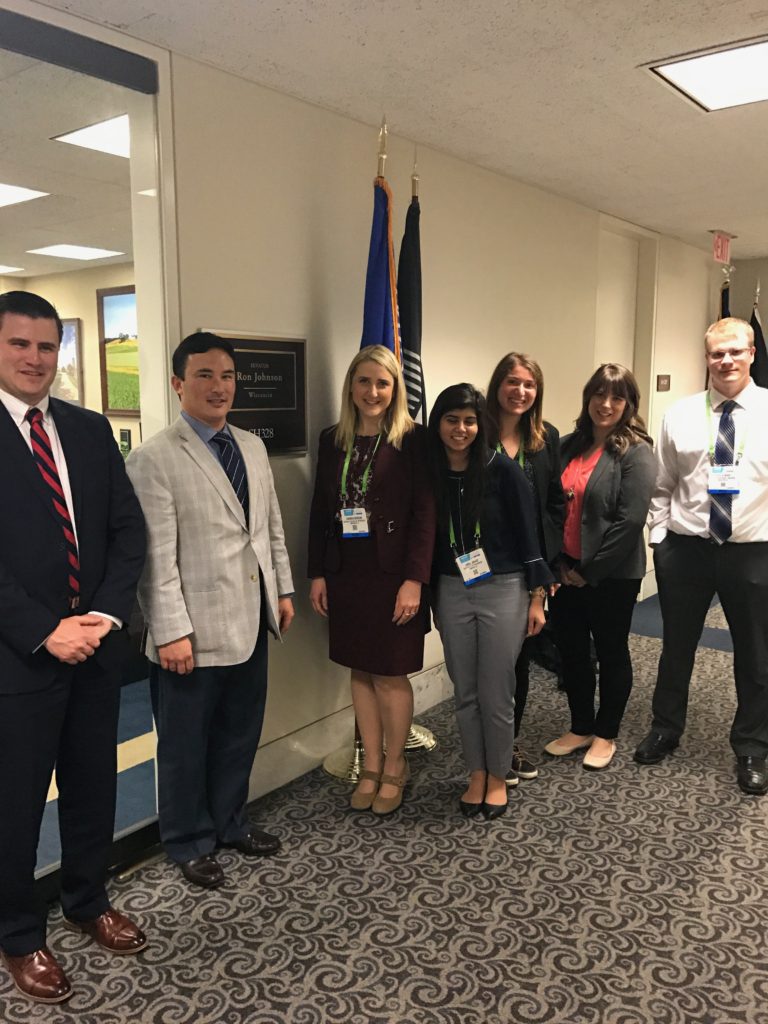 Kimple lab in front of Senator Johnson's office in Washington, DC