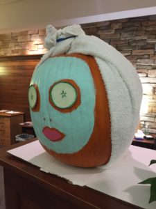 2019 pumpkin decorated at person with facial cream