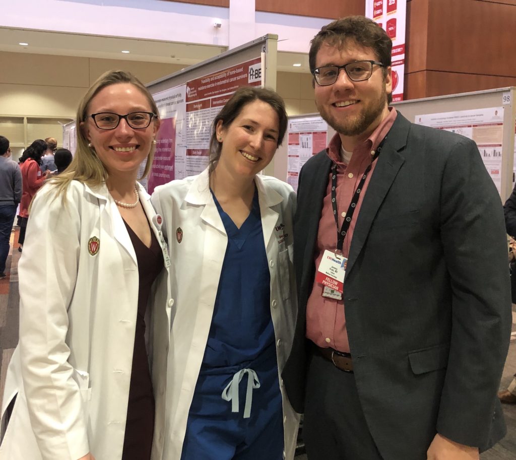 Drs. Kuczmarska-Haas, Grace Blitzer, and Jeremy Kratz at the 2020 UW Carbone Cancer Center Research Retreat