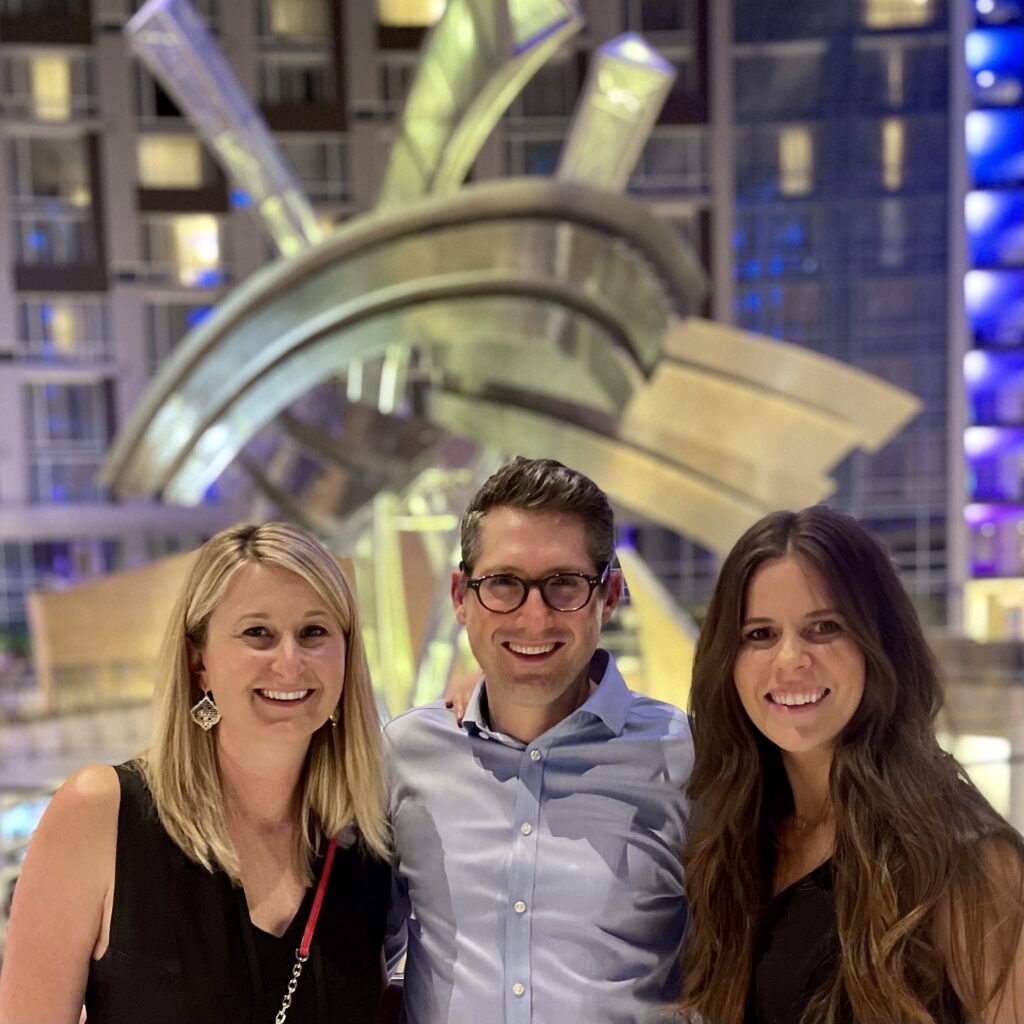 Carri Glide-Hurst, Dustin Jacqmin, and Jessica Miller at AAPM annual meeting in 2022.