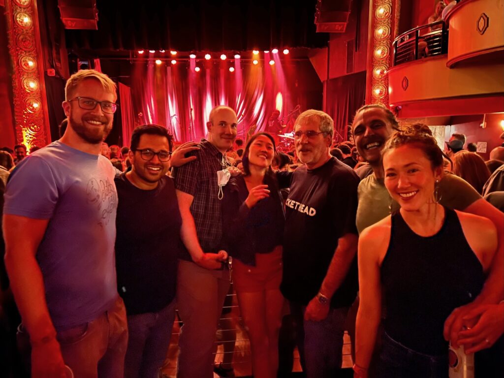 A group of people in a music venue