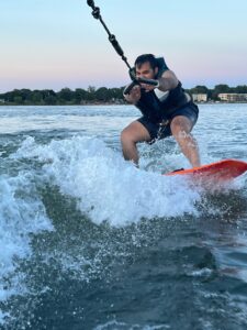 Water skier on mono board