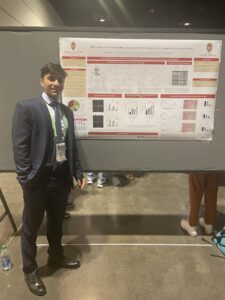 Saahil Javeri with his poster at AACR Annual Meeting