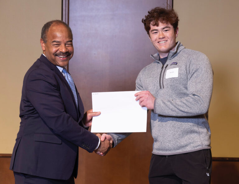 Pate Lantz receiving award at UW Madison 2022-2023 Chancellor’s Undergrauate Awards Ceremony Monday, May 1,2023 UW Union South.