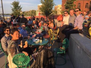 Friends from Human Oncology on the Memorial Union Terrace