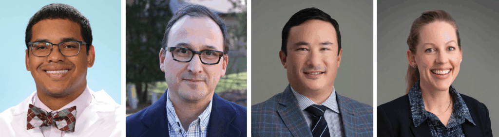 Four headshots including three males and one female.